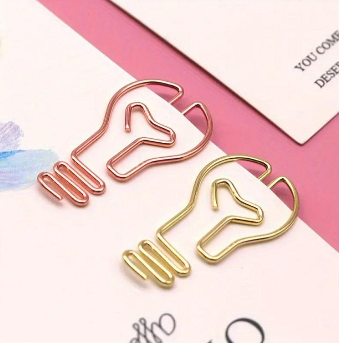 Креативні скріпки у формі лампочки | Набір 10 шт | Кольорові металеві скріпки для документів, нотато Київ - фото 4