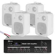 Колонка  Zestaw białych głośników do muzyki w tle 4 x 4" BV40W 100V z wzmacniaczem bluetooth Київ