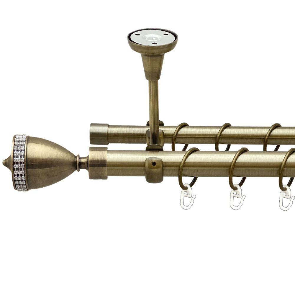 Карниз Orvit Етернія металевий дворядний відкритий до стелі гладка труба кільце металеве Антик 25\19 мм 240 см Львов - изображение 1