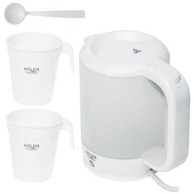 Електрочайник Adler AD 1381 дорожній 900Вт/ 0.5л/ 2 чашки/ ложка/ білий Вінниця - фото 12