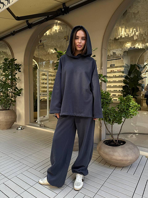 Стильний жіночий теплий костюм двосторонній фліс-полір Графіт Одеса - фото 7