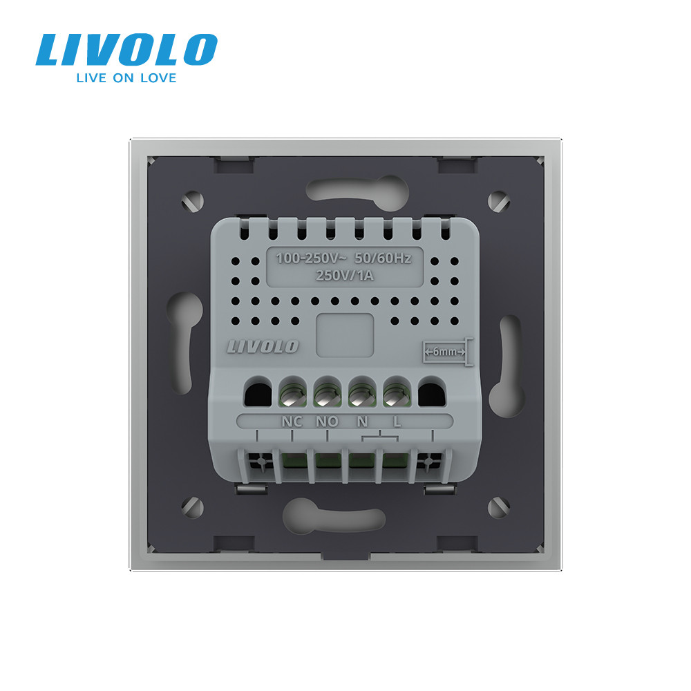 LIVOLO Електрична розетка з USB Type-C 18Вт для зарядки, з заземленням, LIVOLO, сіра, скляна ра Коломия - фото 2
