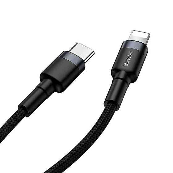 Кабель Baseus Cafule Cable Type-C to iP PD 18W 1m Gray+Black Київ
