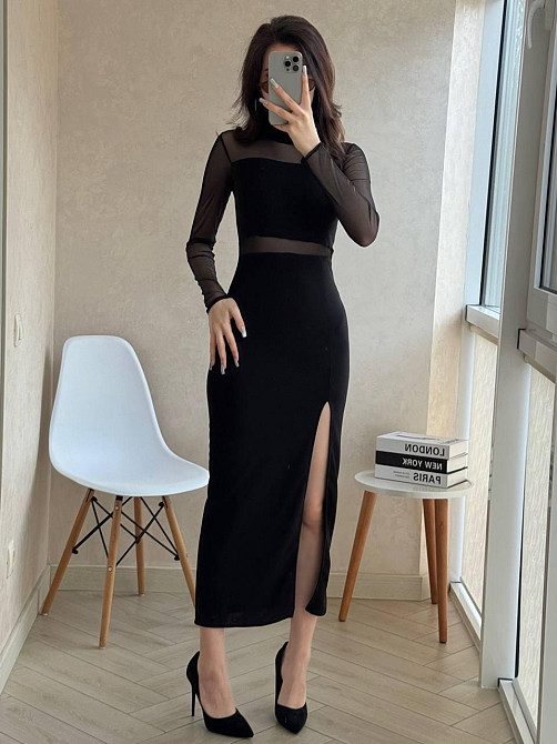 Женское элегантное вечернее платье крепдайвинг + сетка 44/46 Одесса - изображение 7