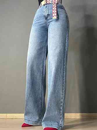 Джинсы женские Dragon 8325 палаццо ровные с поясом стрейчевые голубые, голубой, 32, 32, 86 см, 112 см Киев
