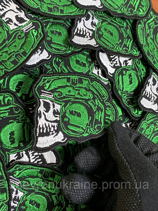 Шеврон Череп в каске (Форма контурная. На липучке) Размер 7x8см Киев - изображение 5