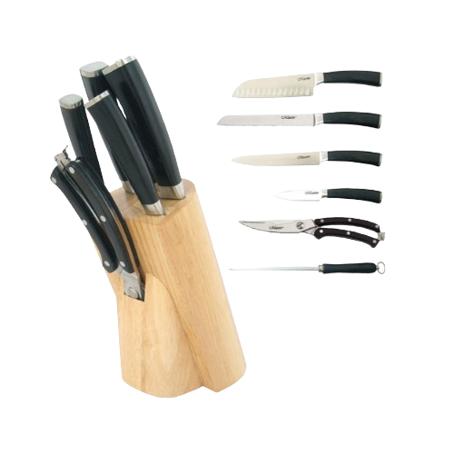 Набір ножів 7 предметів:(6шт + підставка) пластикові ручки MR-1424 Maestro Житомир