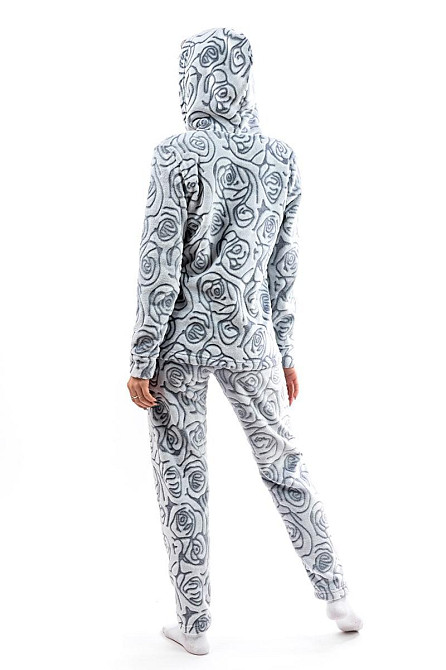 Домашній теплий костюм жіночий "Троянди" з капюшоном топ Крохатушка одяг Київ - фото 4