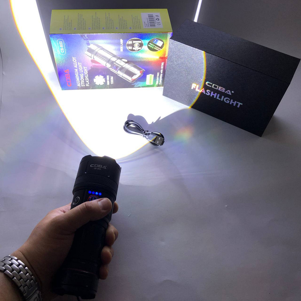 Ручной фонарь с высокой яркостью, Мощный фонарь с возможностью зарядки переносной лед лампой YR-37 Львов - изображение 10