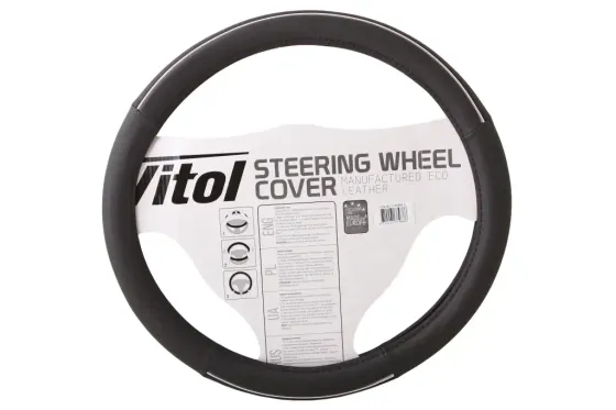 Оплетка на кермо S Vitol F-17003BK-S чорний з хром. вставкою Вінниця