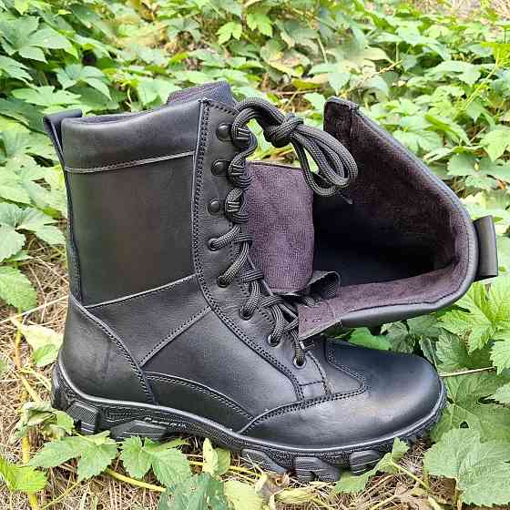 Тактичні демісезонні чоловічі чорні берці ТАЙФУН , військові чоловічі водонепроникні шкіряні берці Львів