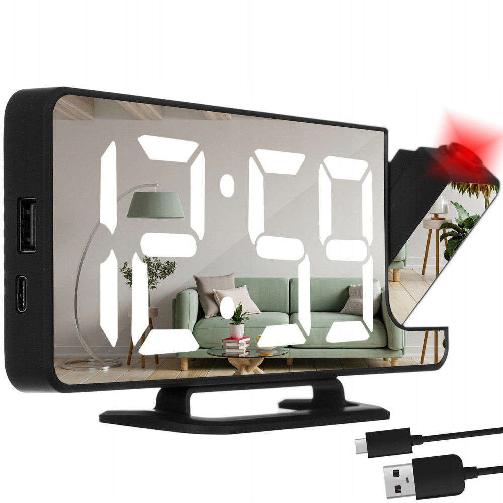 Светодиодные Часы LED зеркальные - будильник с проектором Izoxis (19576) Нововолынск - изображение 1