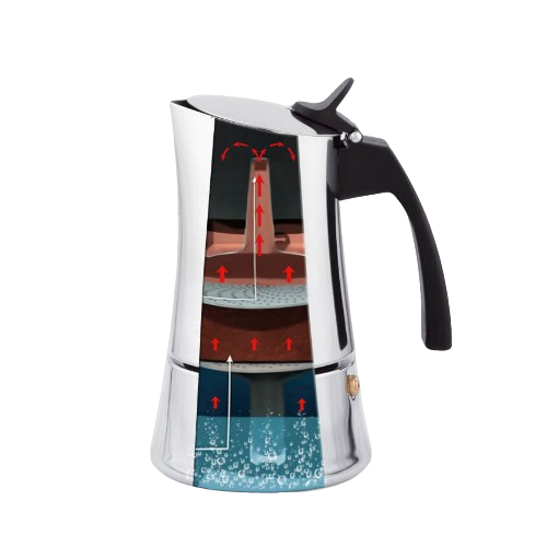 Кавоварка гейзерна 100мл (2 порції) нержавіюча сталь MR-1668-2 Espresso Moka Maestro Житомир - изображение 4