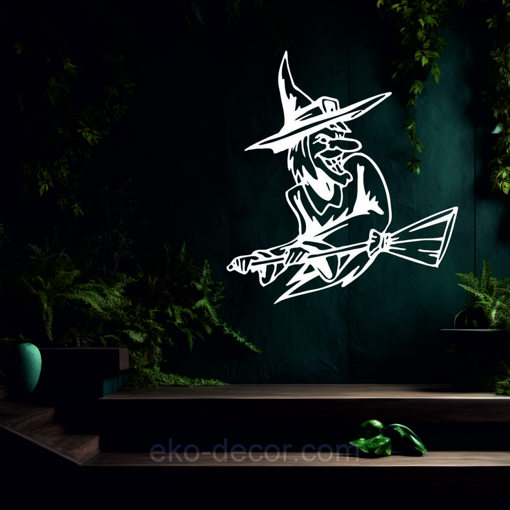 Декоративное настенное Панно «Ведьма с метлой», Декор на стену 50*45 см, Белый Киев - изображение 5