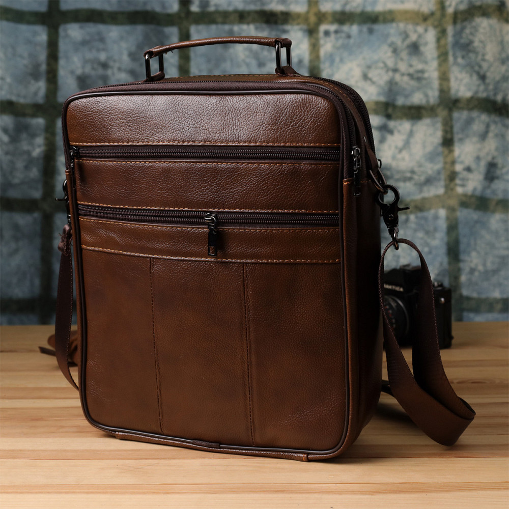 Сумка для мужчин с ручкой для переноса в руке из натуральной кожи Vintage 23028 Коричневый Киев - изображение 10