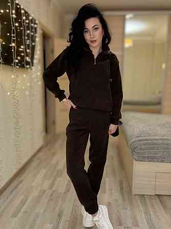 Женский теплый костюм двойка: кофта и штаны вельвет на плотном флисе Одесса