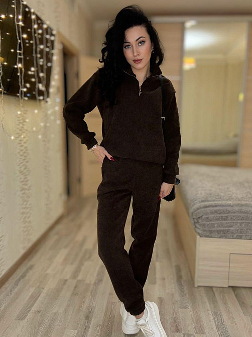 Женский теплый костюм двойка: кофта и штаны вельвет на плотном флисе Одесса - изображение 3