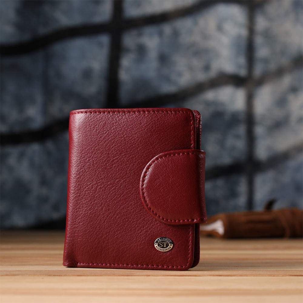 Жіночий гаманець вертикального формату з натуральної шкіри ST Leather 23071 Бордовий Київ - фото 9
