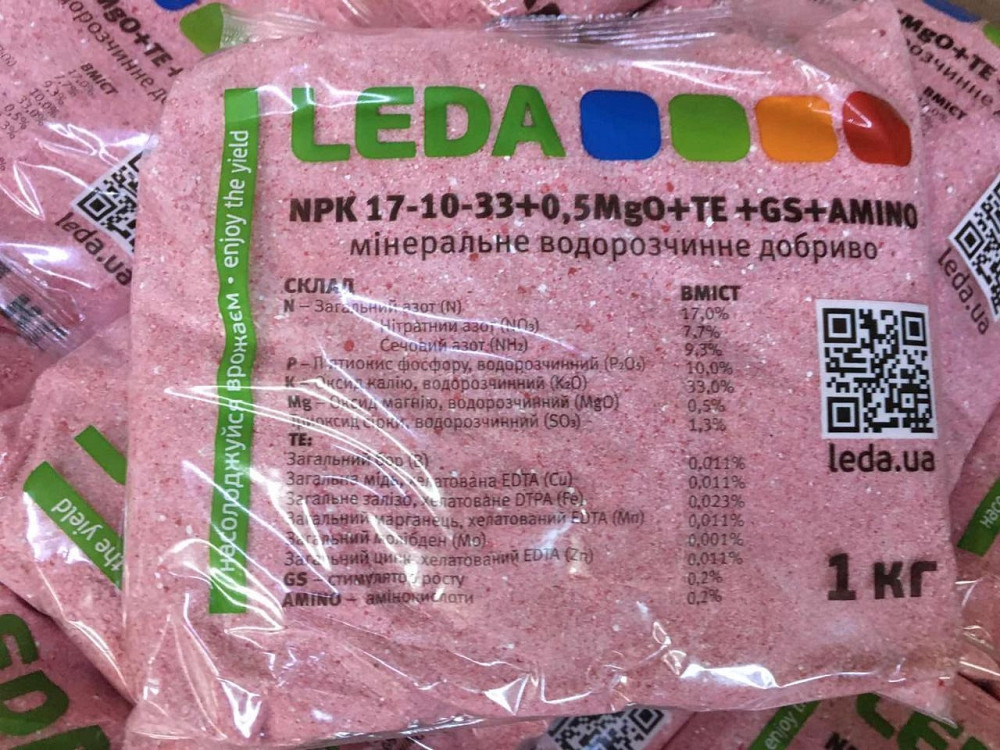 🌱 LEDA NPK 17-10-33+0.5MgO+TE+GS+AMINO – комплексне мінеральне добриво для активного росту та плодоношення Київ - фото 1
