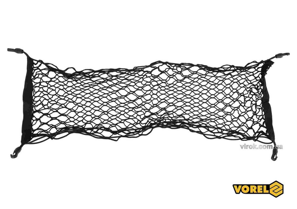Сітка-органайзер до багажника авто VOREL з 4 гаками, поліпропілен, 90 х 30 см [50] Одесса - изображение 1
