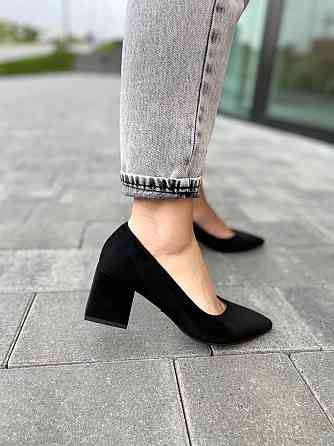 Lino Marano Туфлі жіночі Lino Marano чорні еко-замша каблук 6 см 35р. 40р. (R89-6) Коломыя