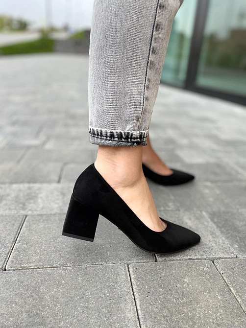Lino Marano Туфлі жіночі Lino Marano чорні еко-замша каблук 6 см 35р. 40р. (R89-6) Коломия - фото 3