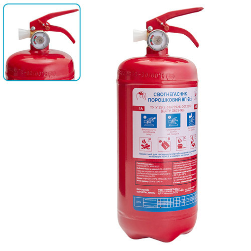 Порошковий вогнегасник з манометром Пожтехніка 2 кг | БН Харків - фото 1