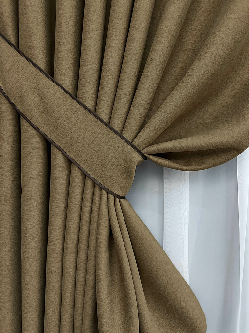 Комплект готових штор VR-Textil Блекаут двосторонній Eclipsе № 1795ш Мигдальний 200х270 см 2 шт (32-112) Київ - фото 13