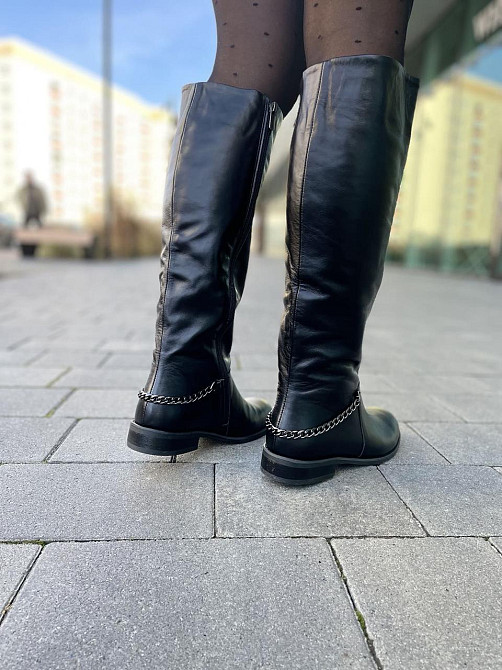 Valiente Чоботи жіночі VALIENTE чорні натуральна шкіра высота 40см обхват 38см размер 40р. (405 Коломыя - изображение 8