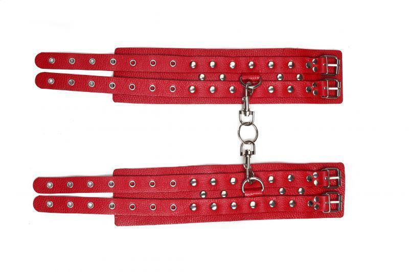 Оковы Leather Double Fix Leg Cuffs, Red Sex Aura Київ - фото 2