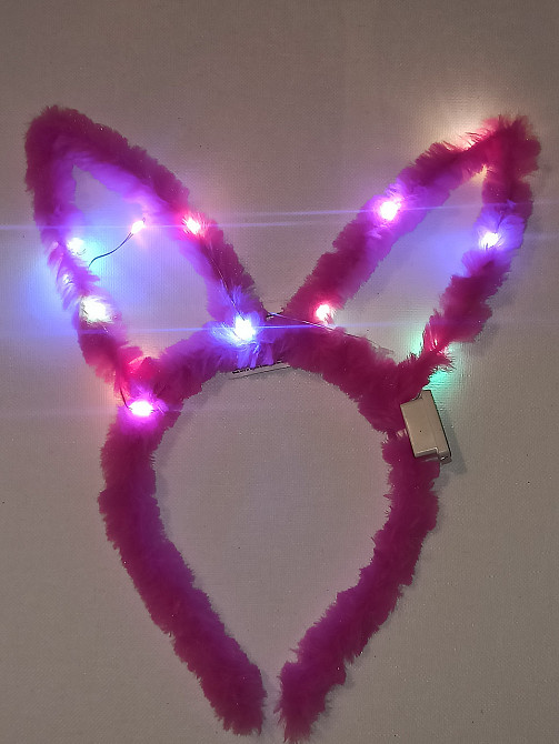 Новогодний светящийся обруч Ушки Зайки с светодиодами на голову one size розовый Киев - изображение 3