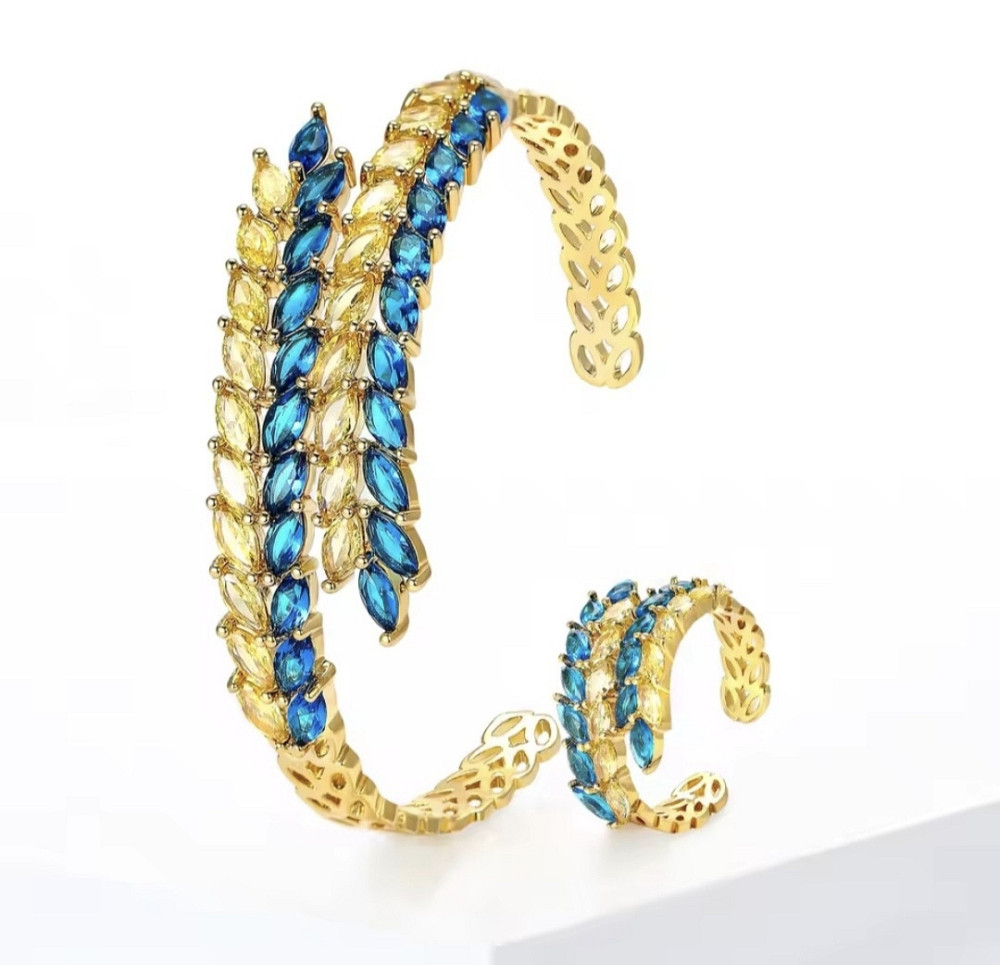 Браслет + каблучка жовто-блакитні колоски Смела - изображение 2