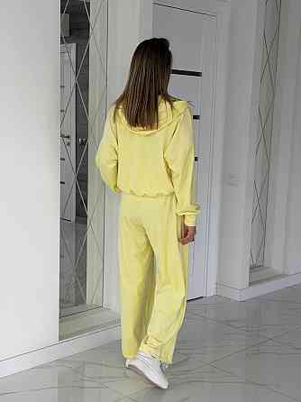 Жіночий сильний повсякденний велюровий костюм-двійка Лимонний, 46/48 Одеса