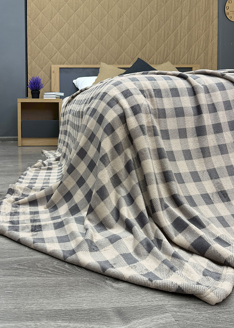 Плед-покривало Decorator WellSoft 150х210 см Клітинка Бежево-сірий (87-280) Київ - фото 8