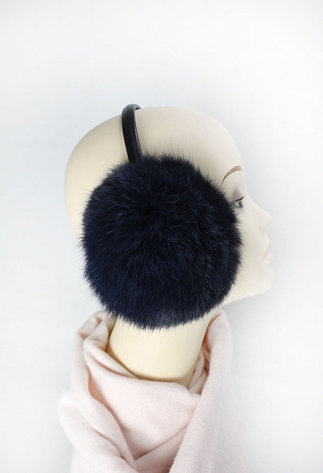 Хутряні навушники дитячі з кролика Темно-синій Харків - фото 3