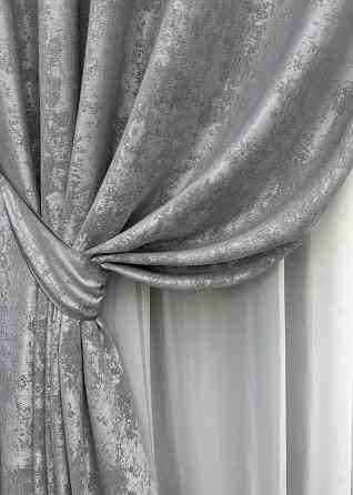 Комплект штор на люверсах VR-Textil Жакард Sultan YL № 1668ш Сірий 150х250 см 2 шт (37-0169) Київ