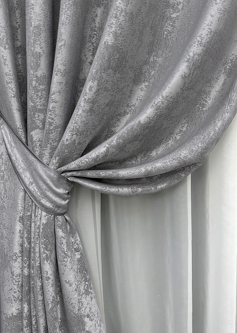 Комплект штор на люверсах VR-Textil Жакард Sultan YL № 1668ш Сірий 150х250 см 2 шт (37-0169) Київ - фото 5