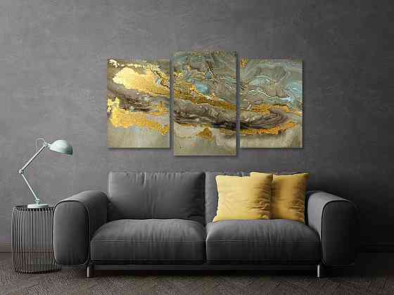 Модульная картина в гостиную / спальню     Флю-Арт золото Art-711_3 70x130 см Киев