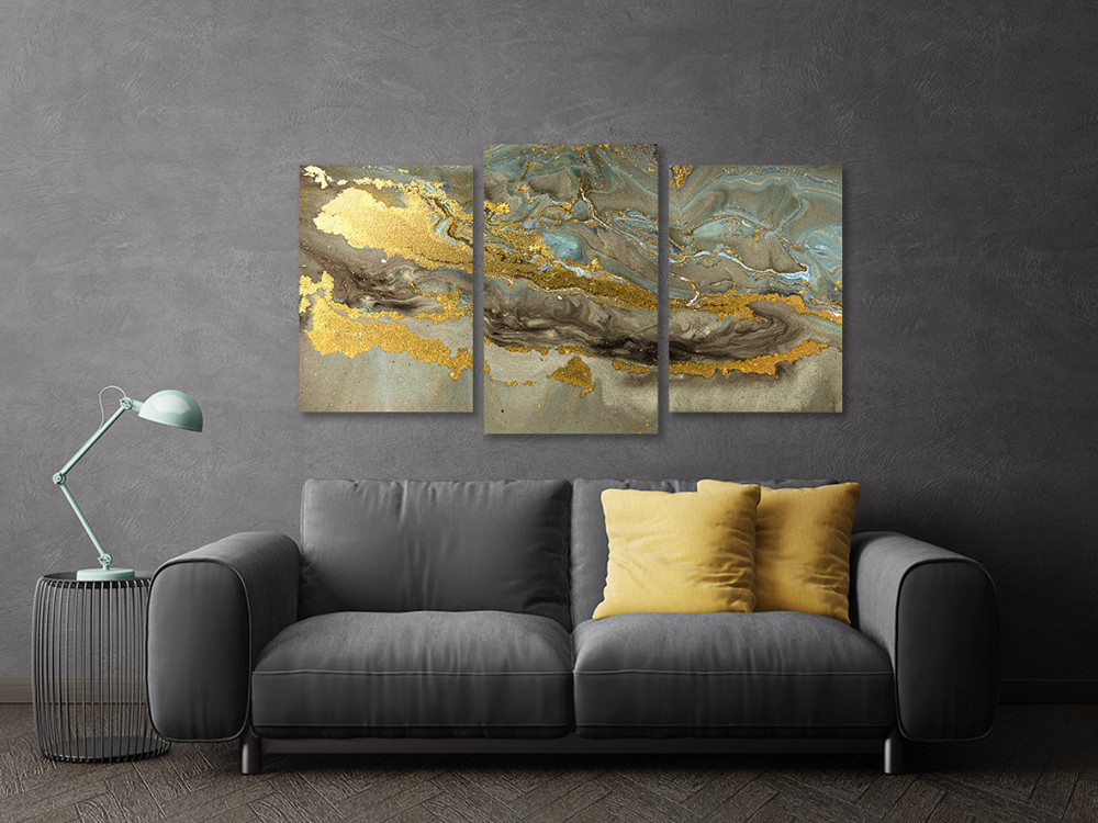 Модульная картина в гостиную / спальню     Флю-Арт золото Art-711_3 70x130 см Киев - изображение 3