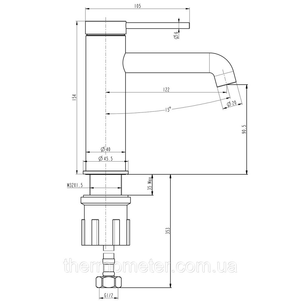 Смеситель для умывальника TOPAZ LOFT TLF 32201-H75-BL Киев - изображение 7