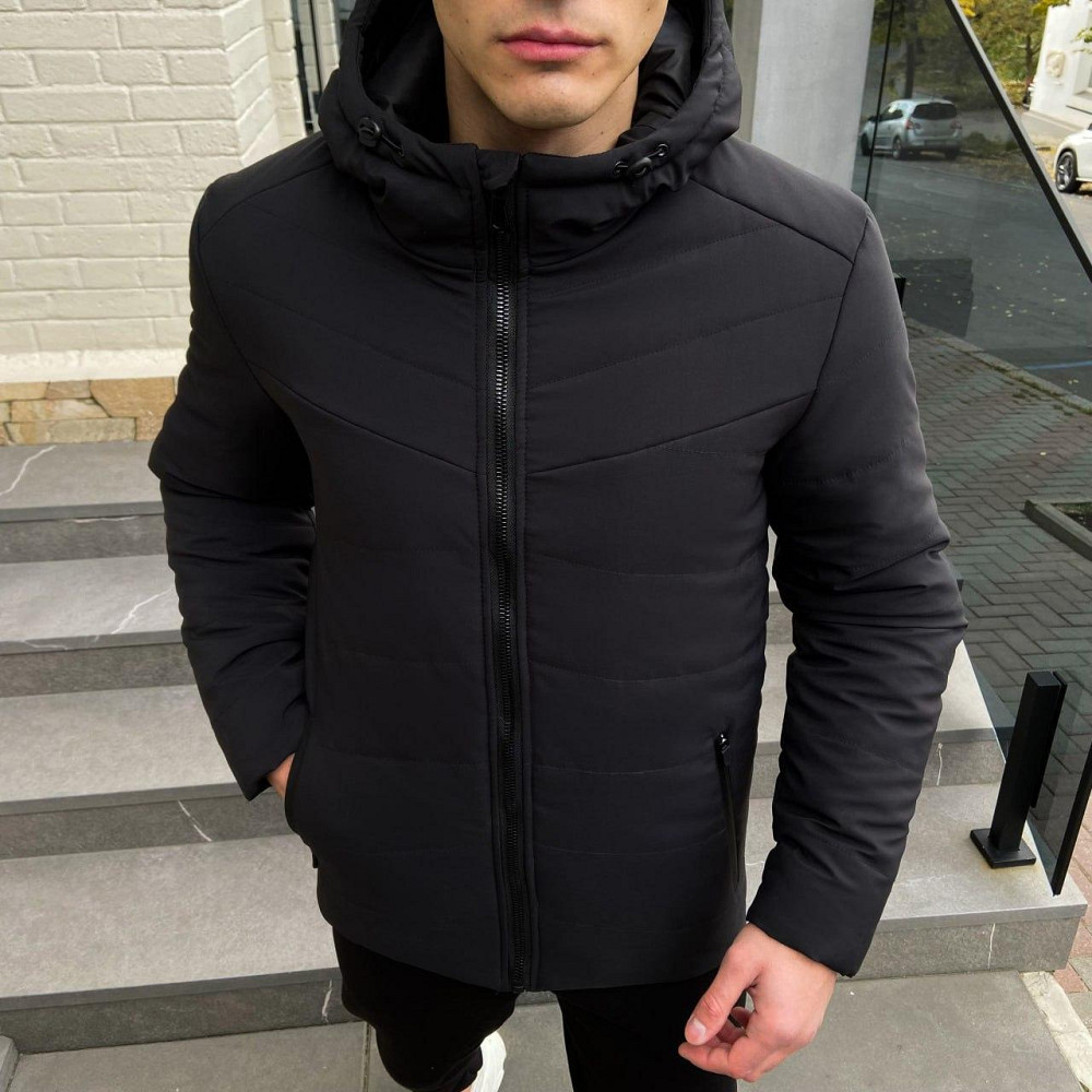 Зимова чоловіча куртка тепла з капюшоном коротка Frost Pobedov Winter Jacket Dzen чорна 2XL Одеса - фото 10