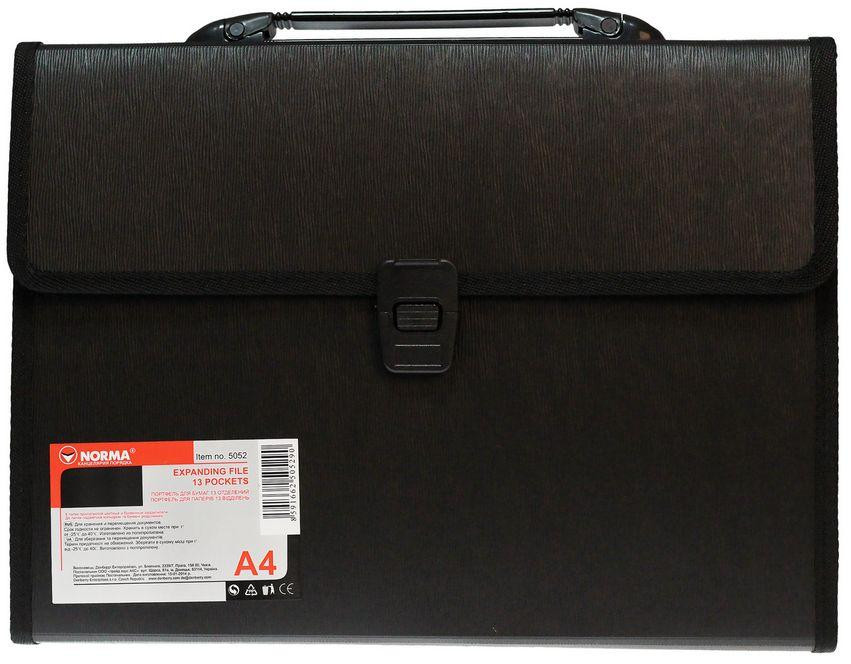 Портфель A4 "Norma" 13 відділень чорний, 5052-09N, шт Київ - фото 1