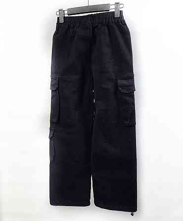 Детские черные брюки карго с накладными карманами 120.130 Николаев