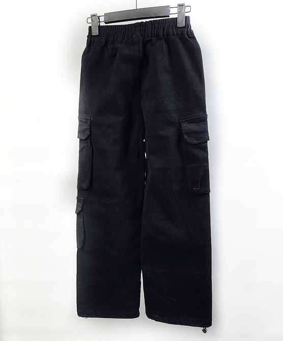Детские черные брюки карго с накладными карманами 120.130 Николаев - изображение 4
