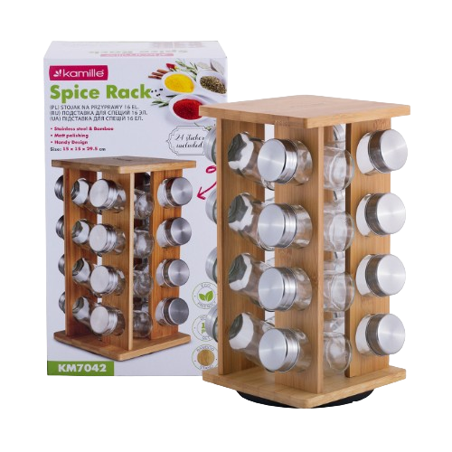 Набір ємностей для спецій 16шт на прямокутній підставці KAMILLE 7042 Житомир - изображение 5