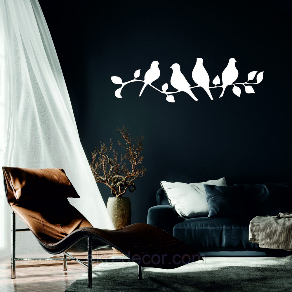 Декоративне настінне Панно  «Птахи» , Декор на стіну 70*20 см, Білий Київ - фото 1