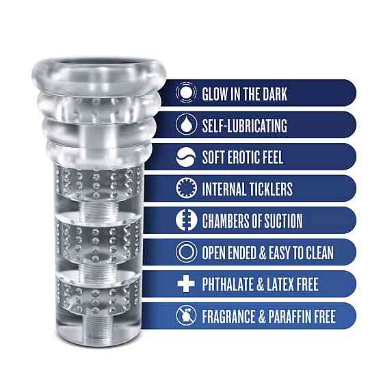 Мастурбатор Blush Rize – Luz Glow in the Dark Masturbator – Clear, всмоктування, світиться в темряві Sex Aura Київ