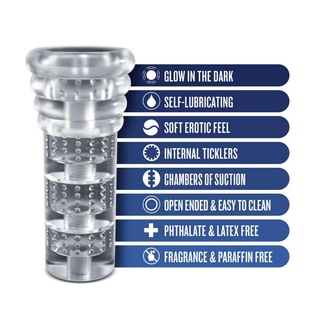 Мастурбатор Blush Rize – Luz Glow in the Dark Masturbator – Clear, всмоктування, світиться в темряві Sex Aura Київ - фото 2