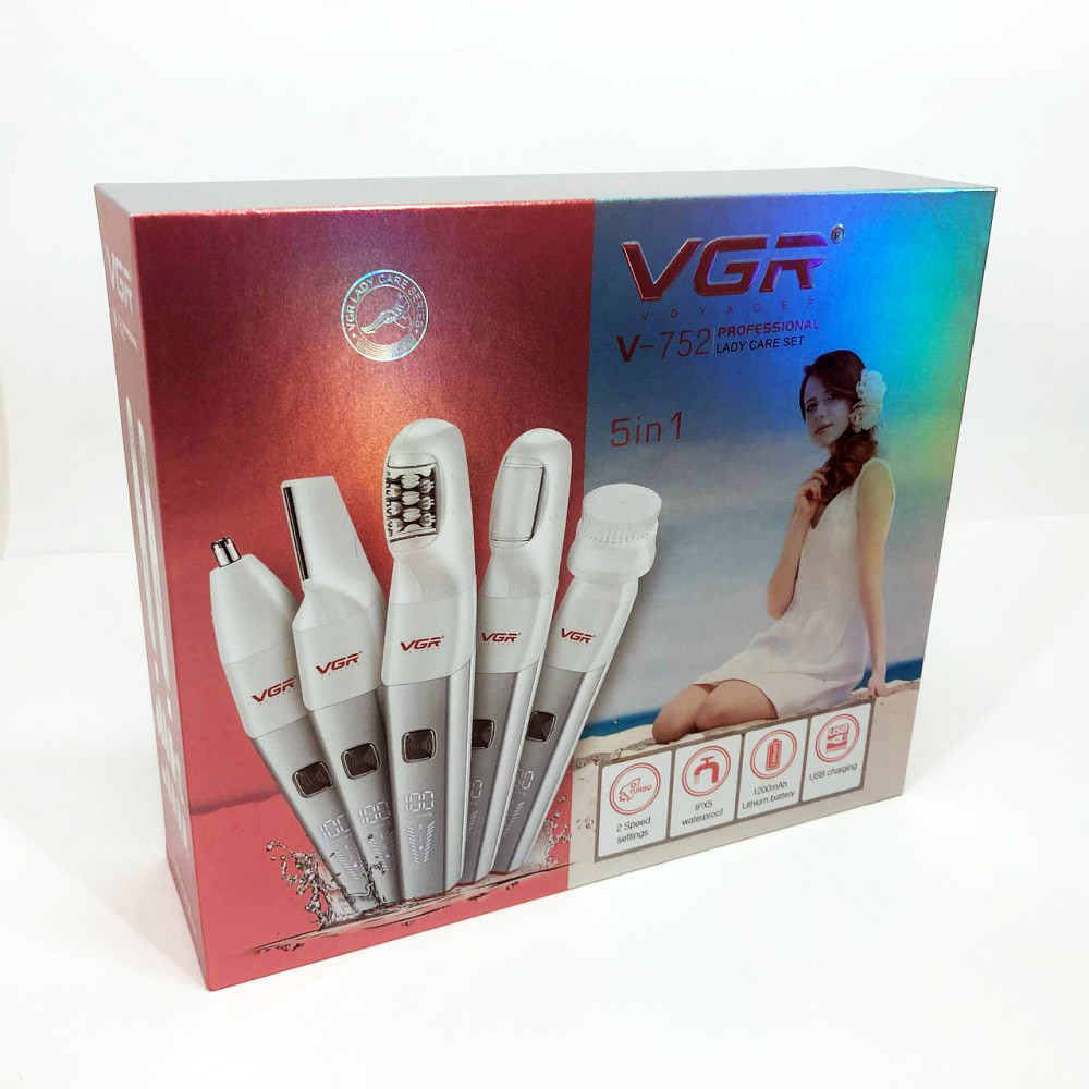 Професійна терка для п'ят VGR 5 в 1 V-752, Жіночий багатофункціональний епілятор з насадками YN-35 Івано-Франківськ - фото 8