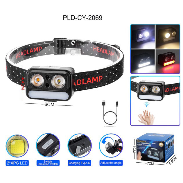 Ліхтар налобний 2069-XPG+XPG+5SMD Motion sensor OB-25 Київ - фото 1